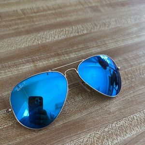 Ray-Ban Aviator Sunglasses with Reflective Blue Lenses
